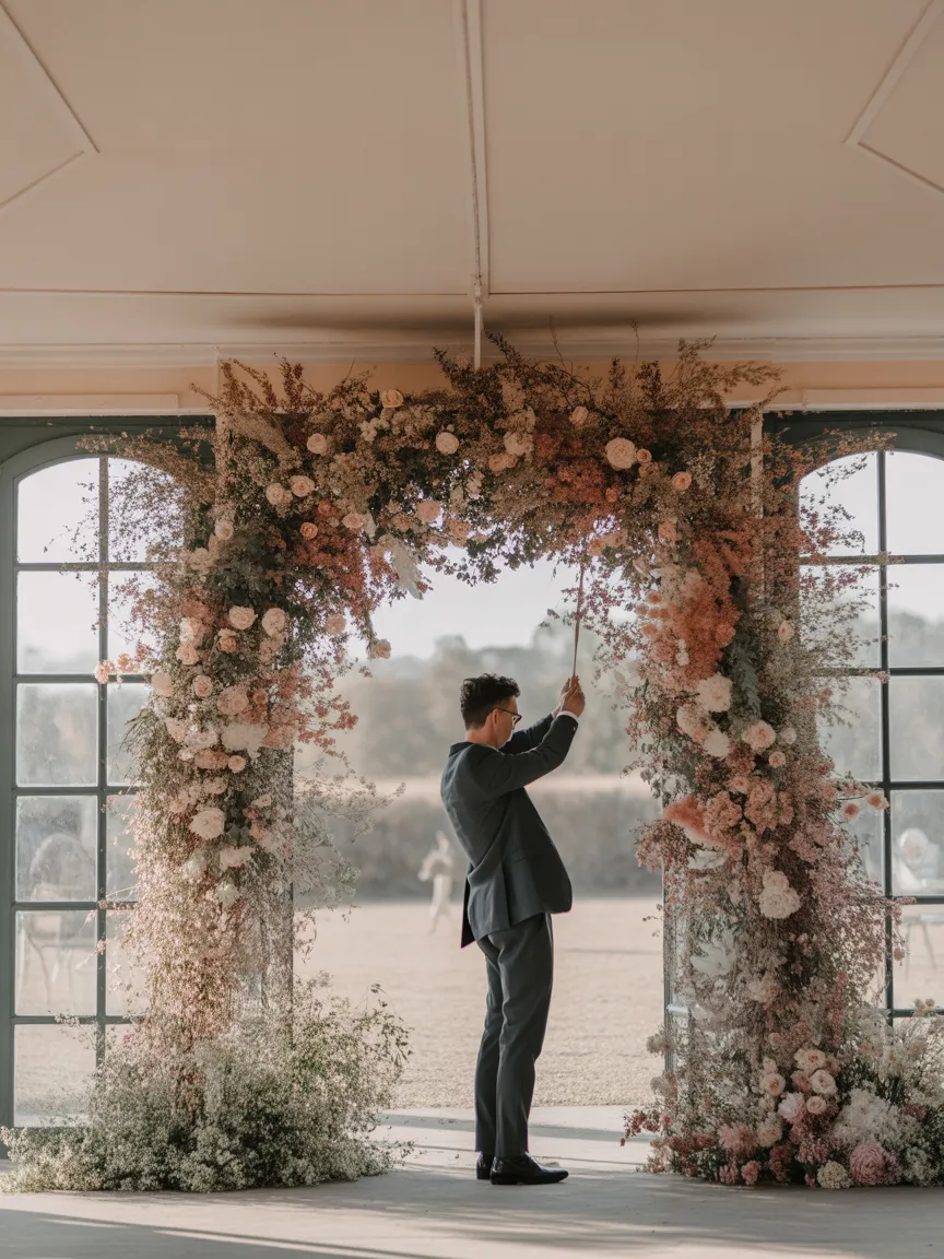 Arche fleurie pour cérémonie de mariage en Normandie