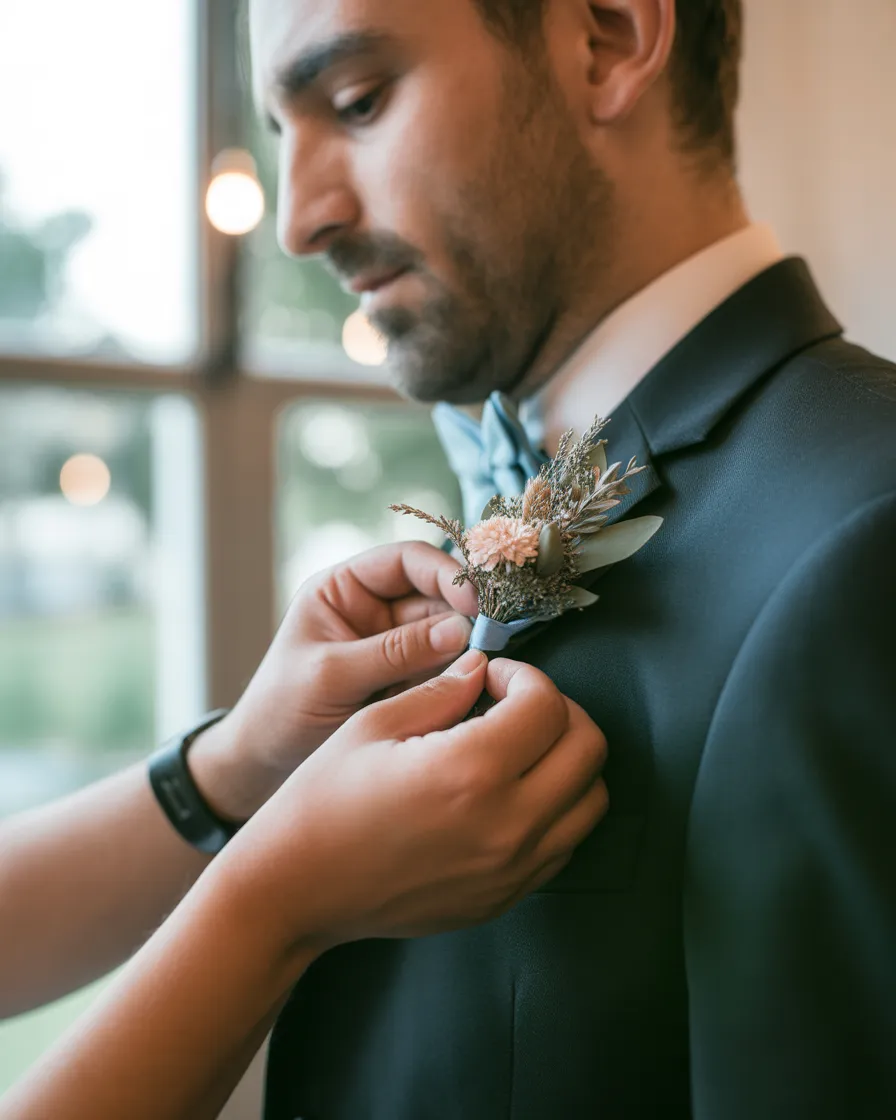 Boutonnière florale pour marié