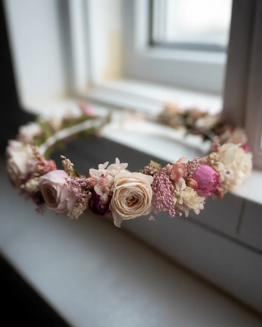 Couronne de fleurs artisanale pour mariage