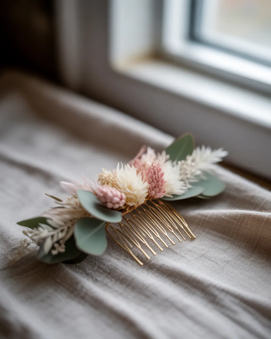 Peigne floral pour coiffure de mariée